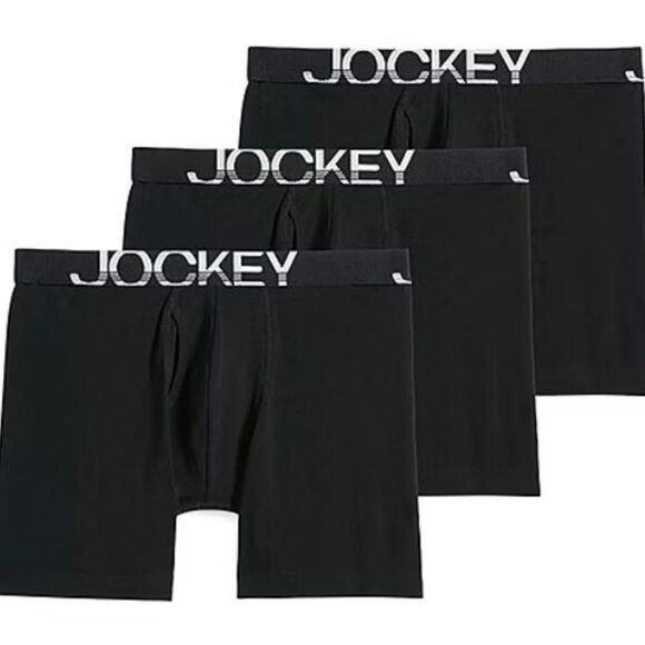 Men's 3-Pack Jockey Cotton Stretch Long-Leg 7" Inseam Boxer Briefs Black Size L - Picture 4 of 5